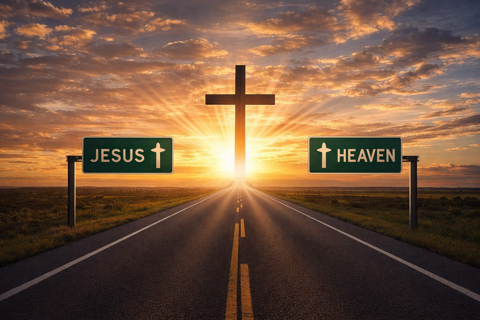 Road leading toward the cross